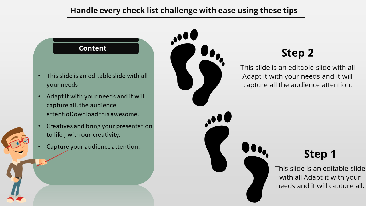 Free - Editable Checklist PowerPoint Template with Grey Theme